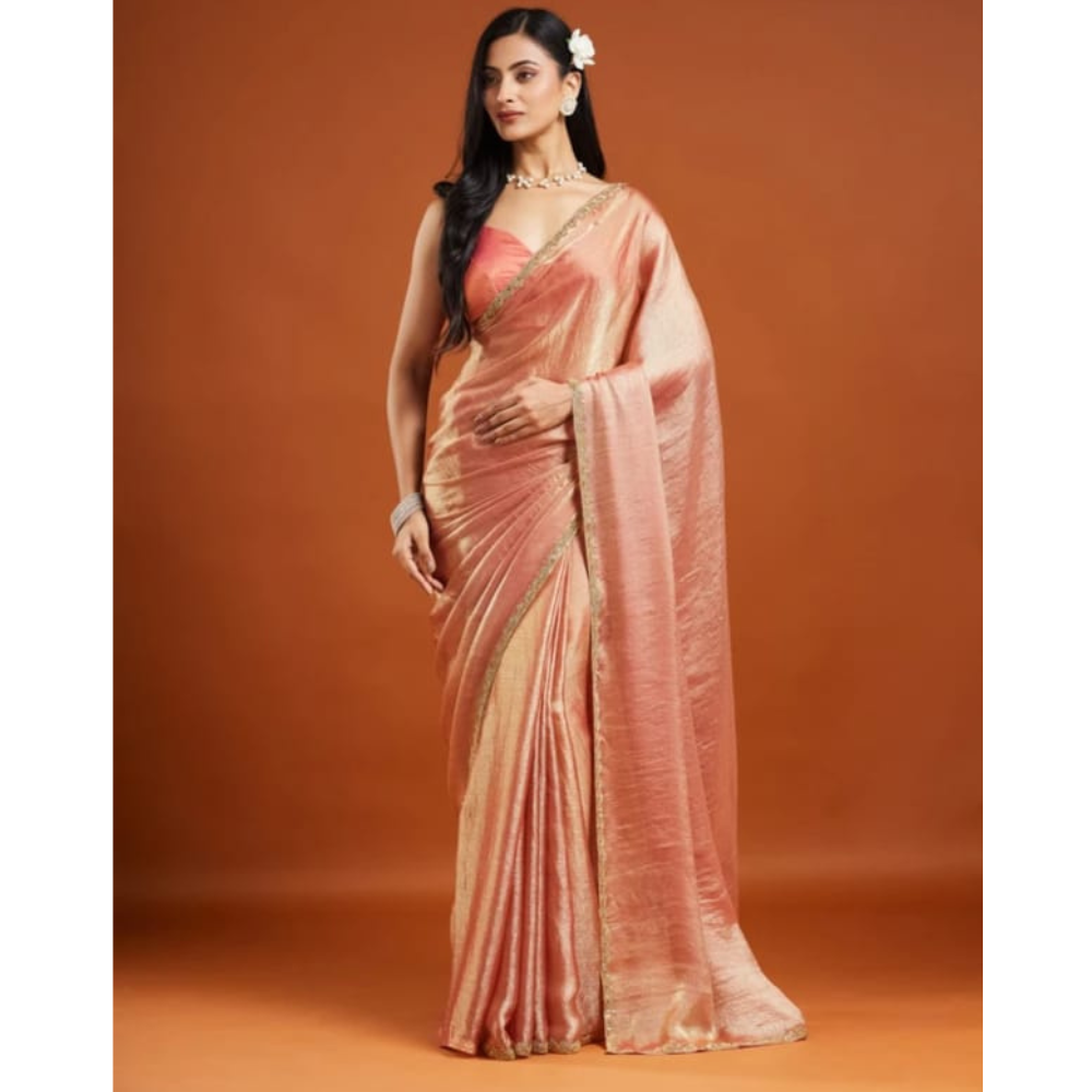Women’s Premium Organza Saree with Zari Border & Unstitched BP (Pack of 1)