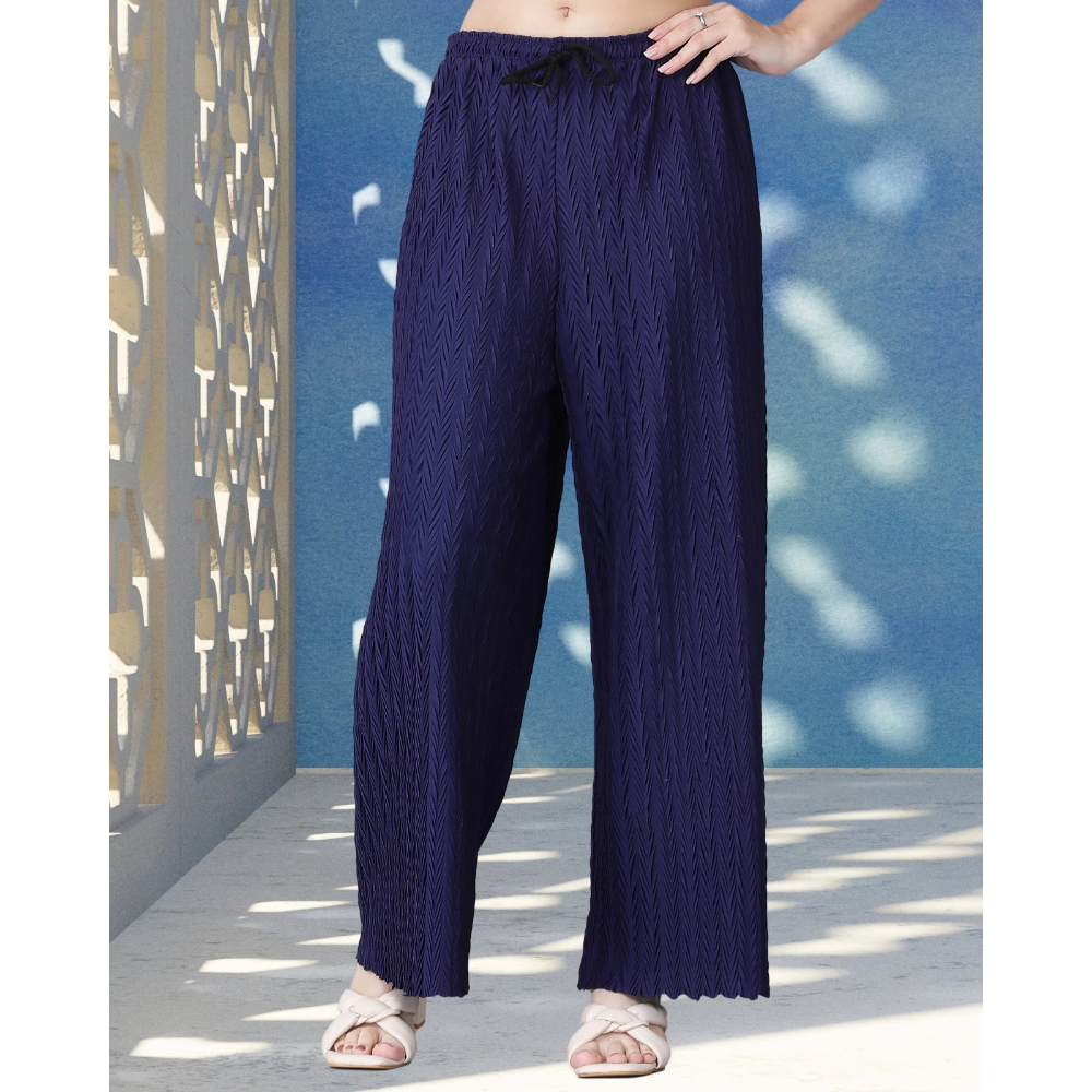 Stylish Premium Look Pleated Design Palazzo for Women (Pack of 1)