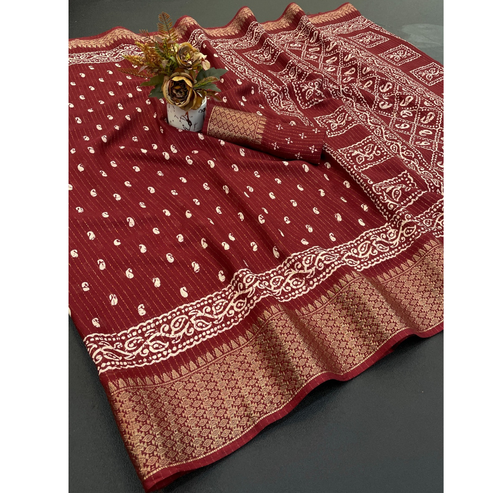 Women's Silk Blend Dobby Silk Saree with Unstitched BP (Pack of 1)