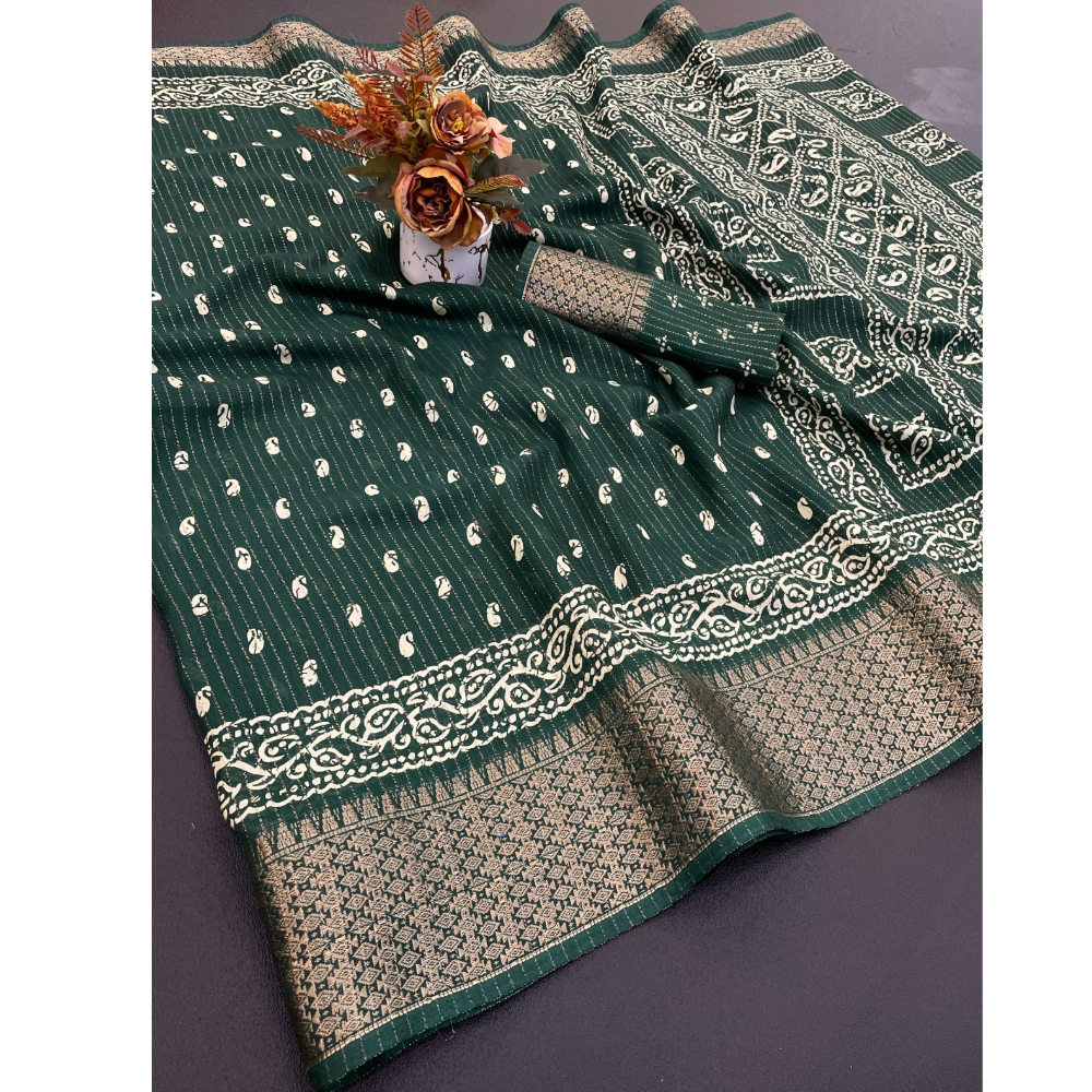 Women's Silk Blend Dobby Silk Saree with Unstitched BP (Pack of 1)