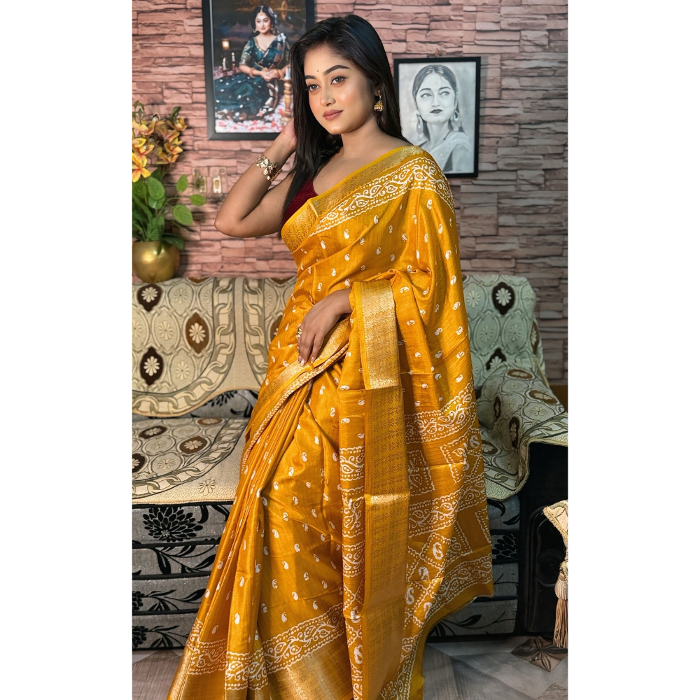 Women's Silk Blend Dobby Silk Saree with Unstitched BP (Pack of 1)