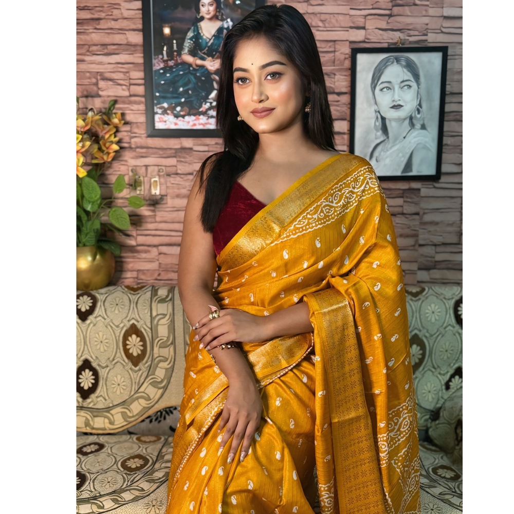 Women's Silk Blend Dobby Silk Saree with Unstitched BP (Pack of 1)