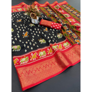 Dola Jacquard Silk Blend With Reco Jari Saree with Unstitched BP for Women (Pack of 1)