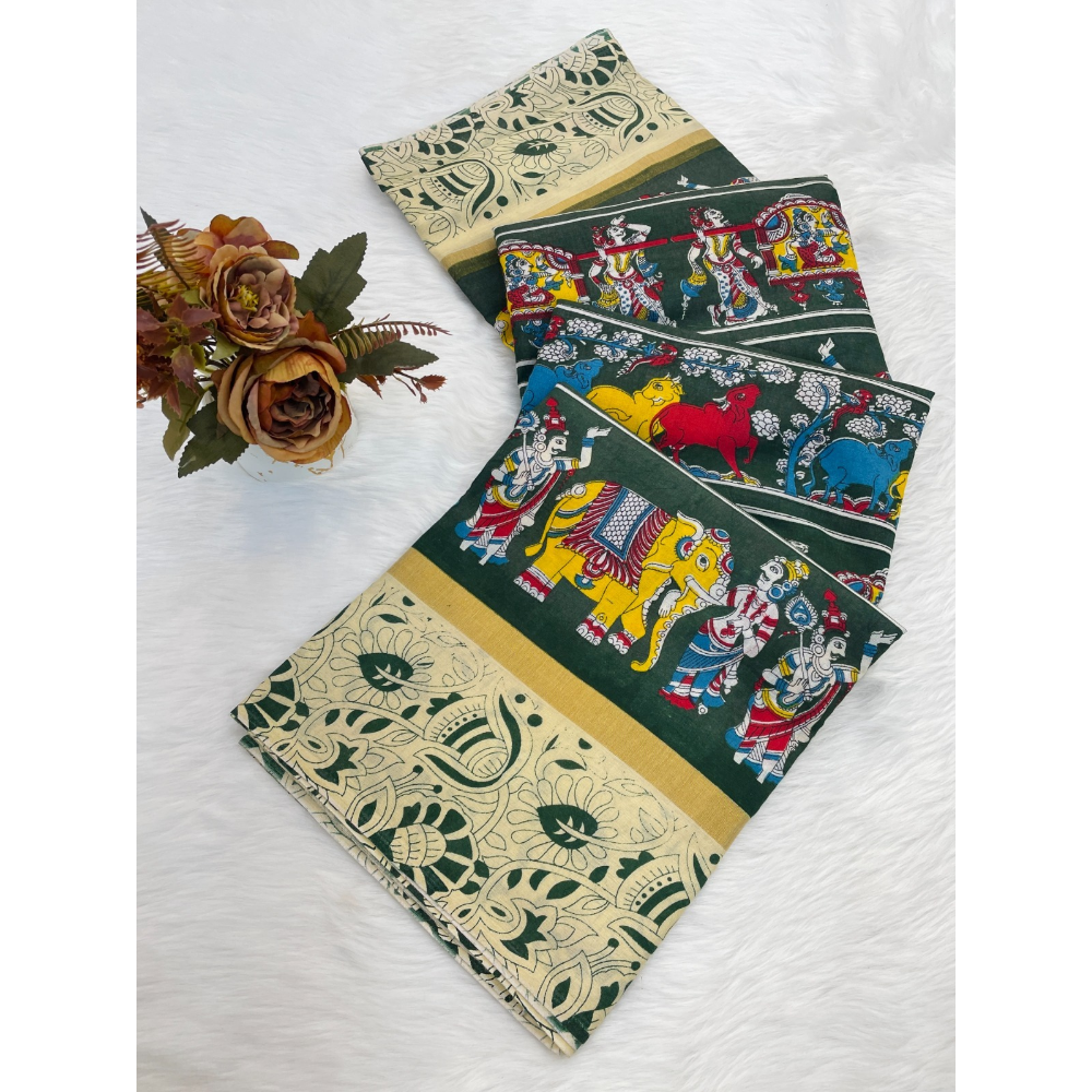 Mulmul Cotton Banarasi Pattu Saree with Unstitched BP for Women (Pack of 1)