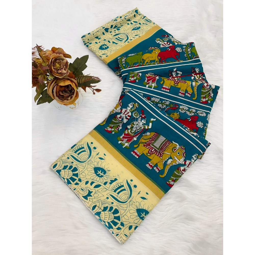 Mulmul Cotton Banarasi Pattu Saree with Unstitched BP for Women (Pack of 1)