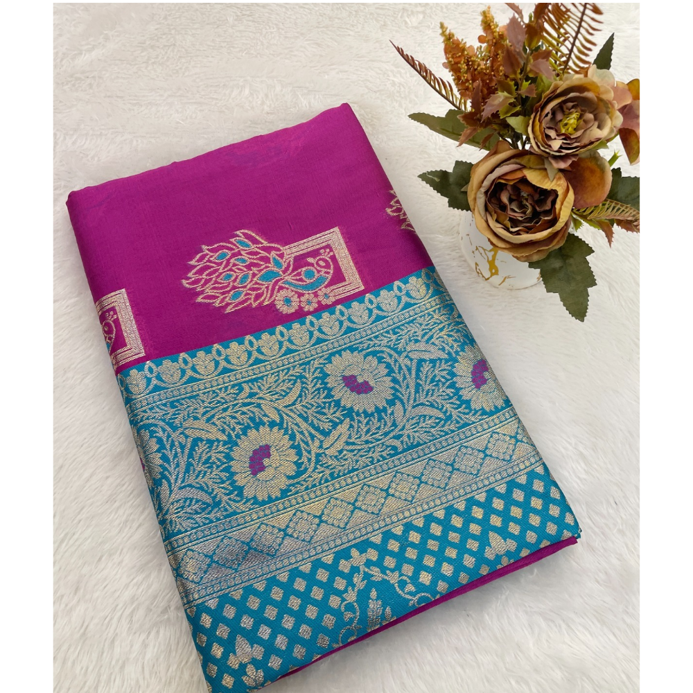 Soft Pethani Silk Saree with Unstitched BP for Women (Pack of 1)