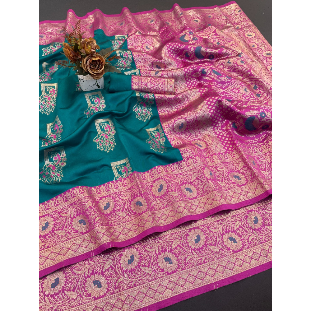 Soft Pethani Silk Saree with Unstitched BP for Women (Pack of 1)