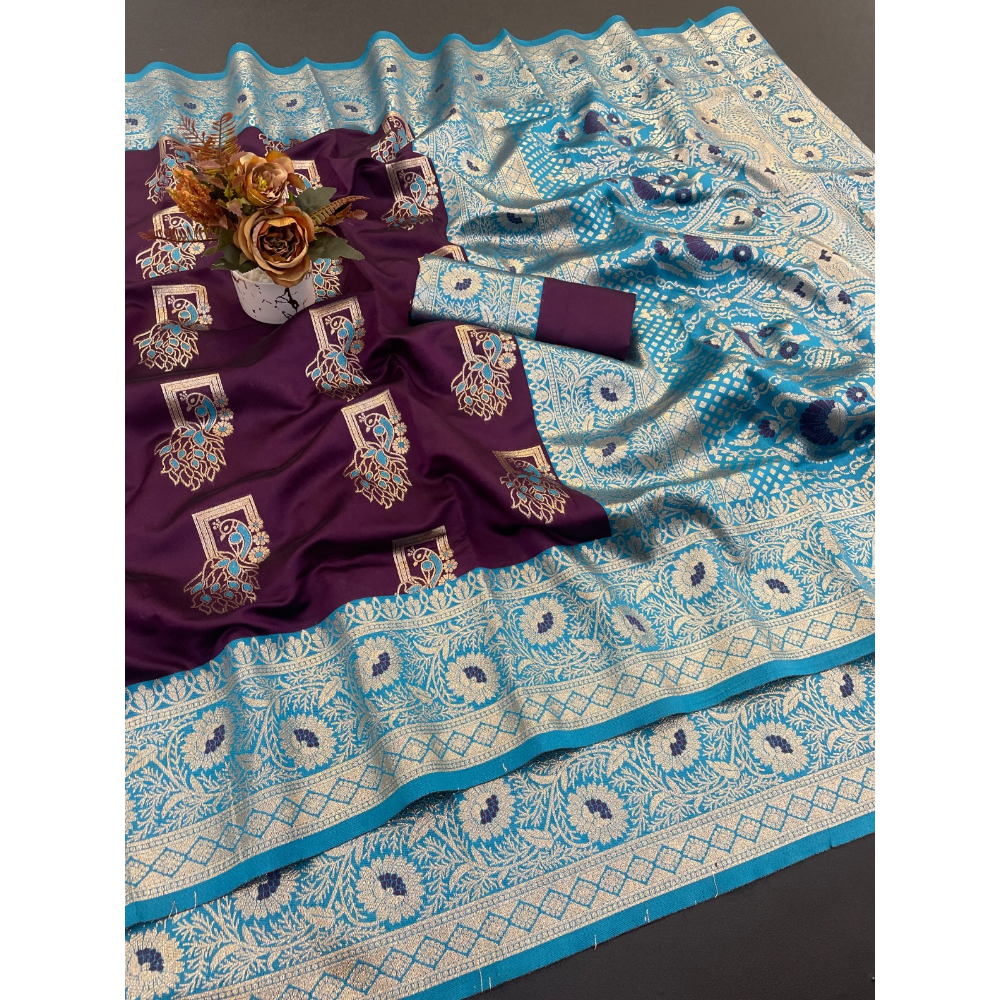 Soft Pethani Silk Saree with Unstitched BP for Women (Pack of 1)