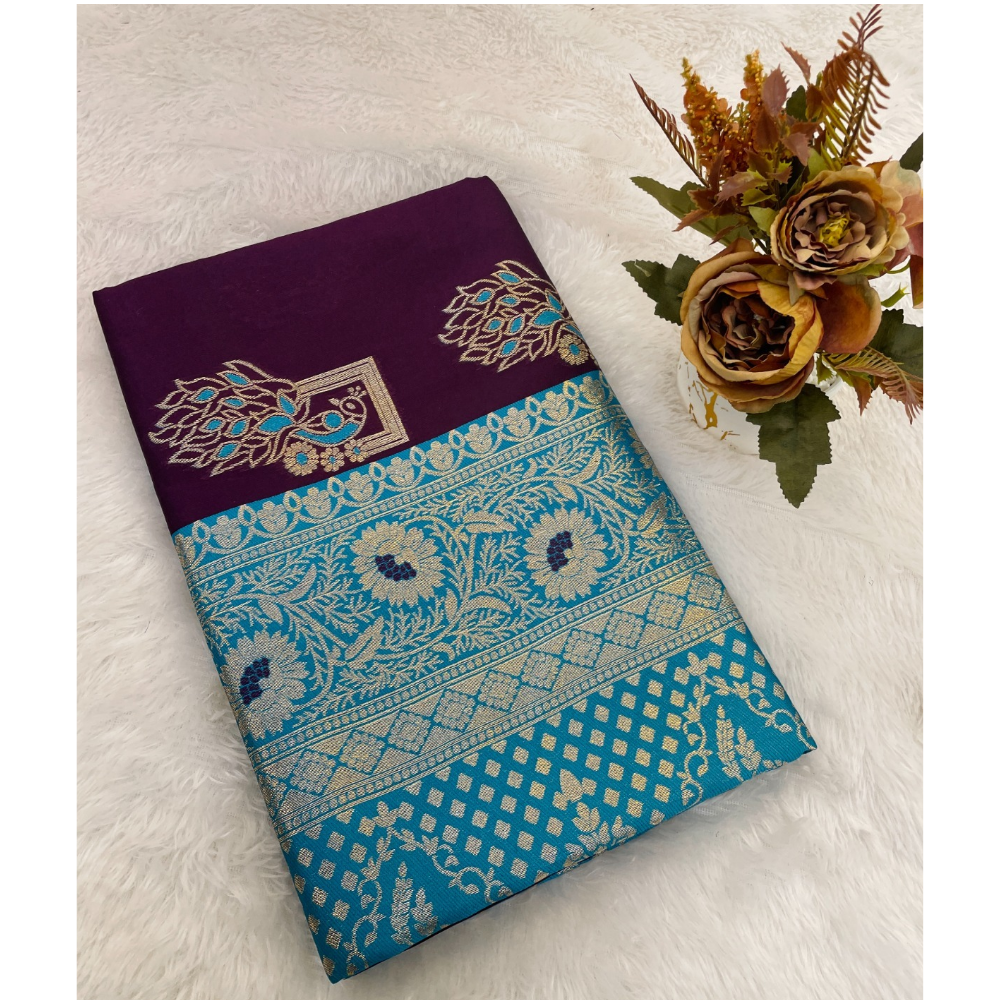 Soft Pethani Silk Saree with Unstitched BP for Women (Pack of 1)