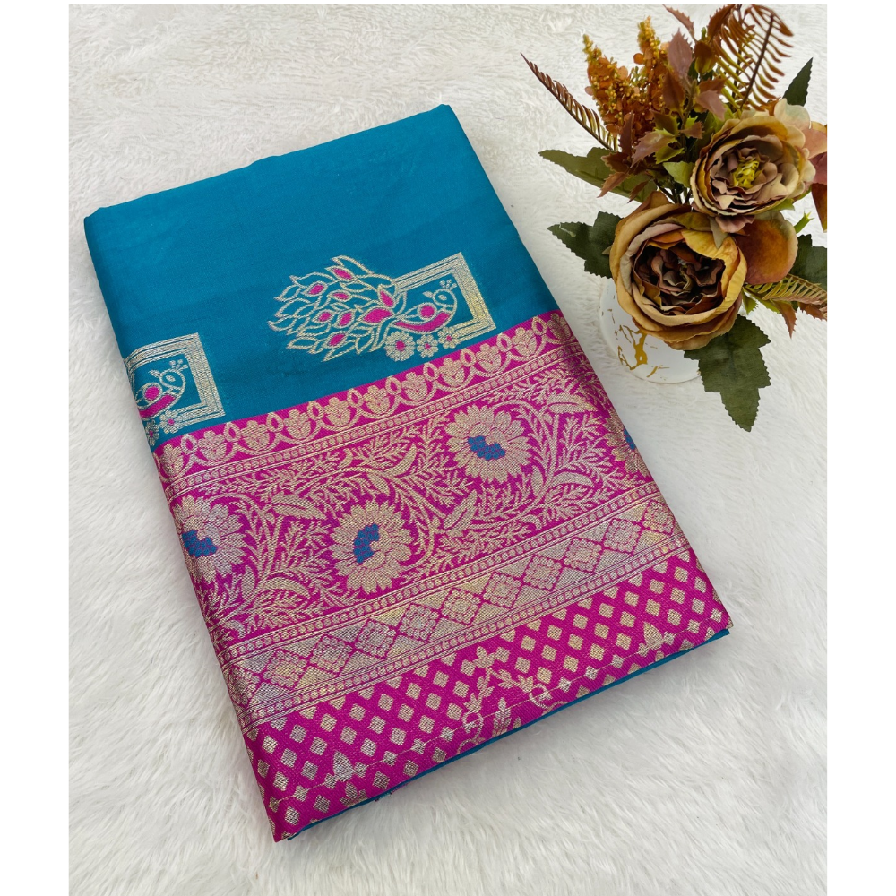 Soft Pethani Silk Saree with Unstitched BP for Women (Pack of 1)