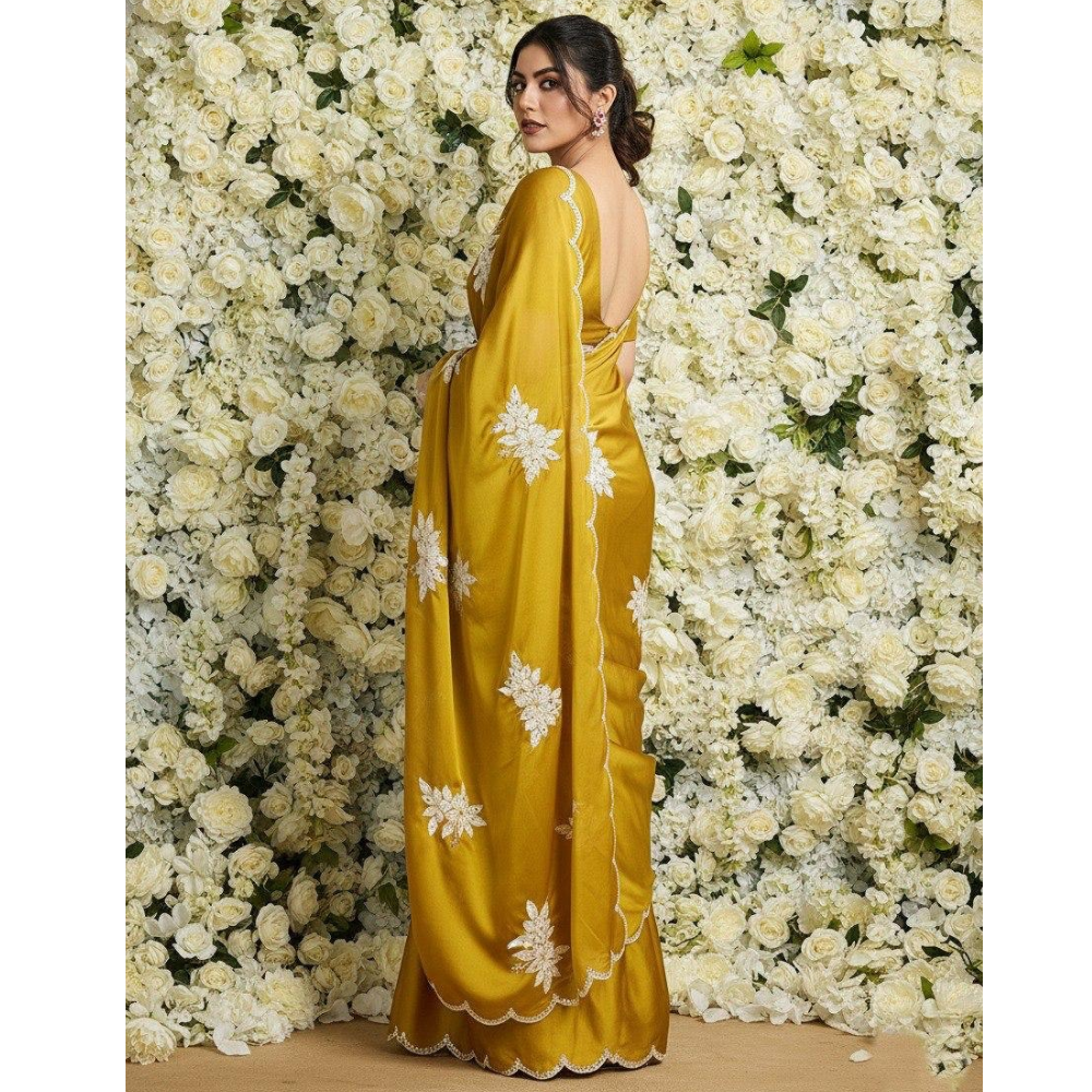 Party Wear Soft Rangoli Silk Saree with Unstitched BP (Pack of 1)