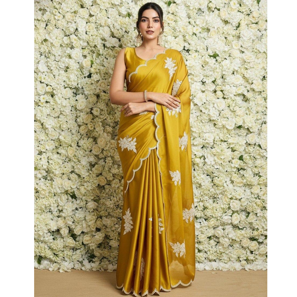 Party Wear Soft Rangoli Silk Saree with Unstitched BP (Pack of 1)