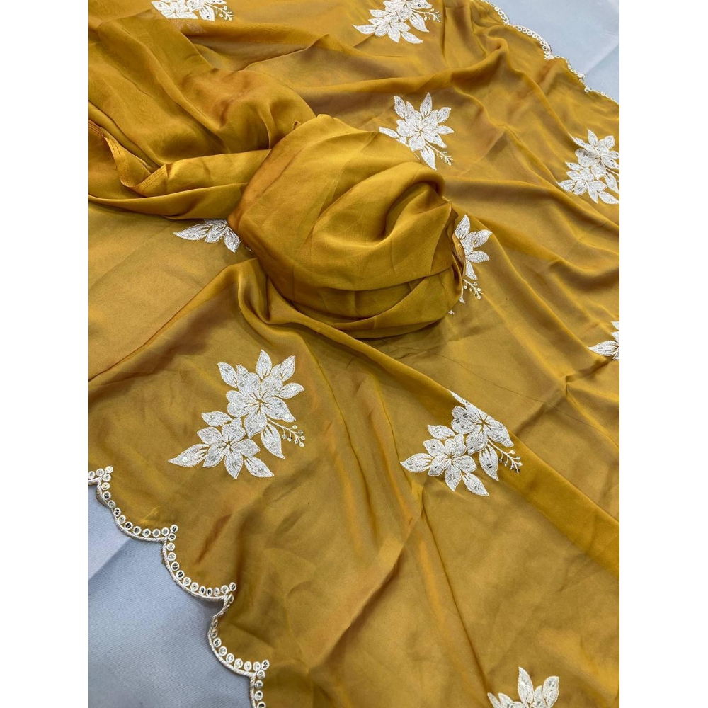 Party Wear Soft Rangoli Silk Saree with Unstitched BP (Pack of 1)