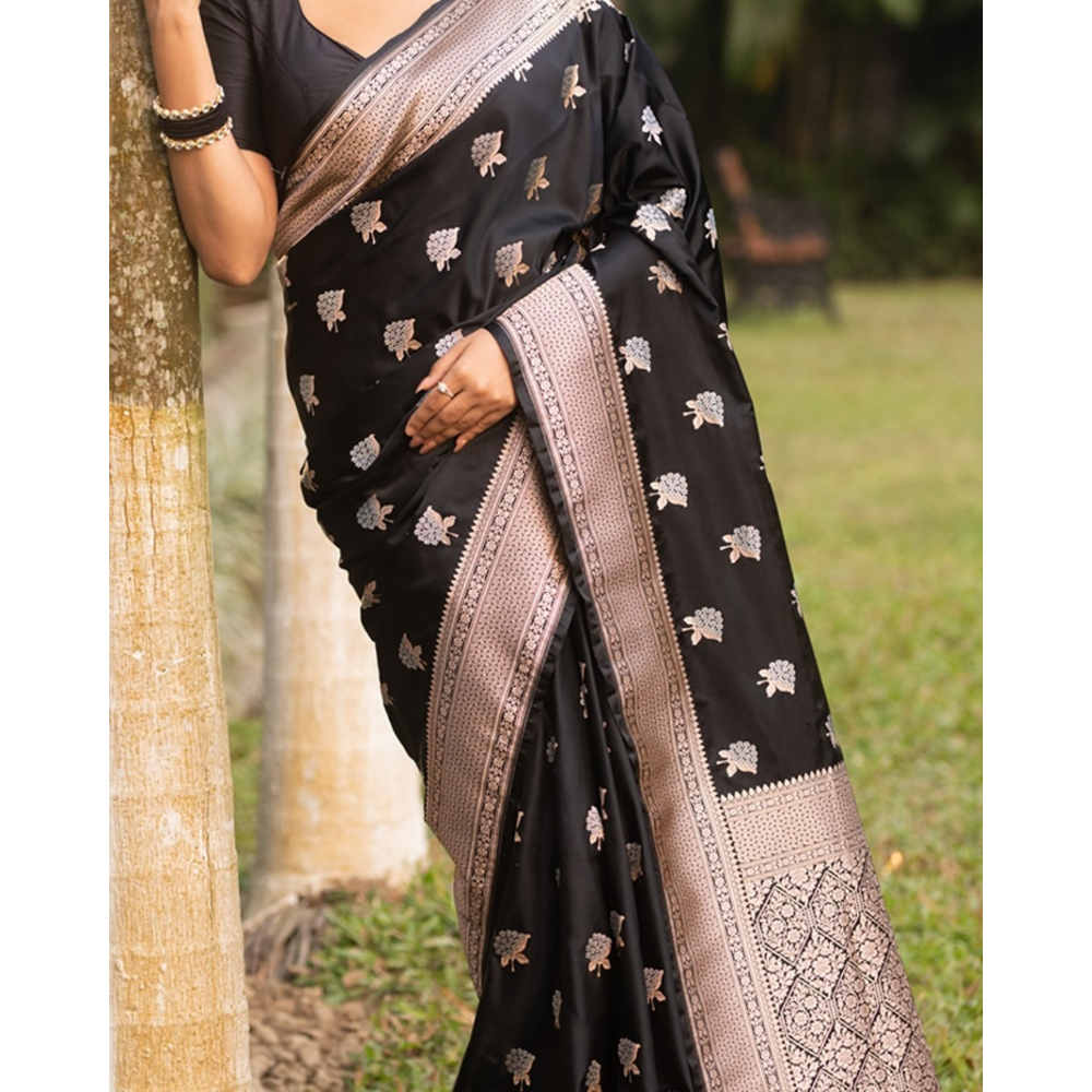 Banarasi Soft Silk Saree with Unstitched BP (Pack of 1)