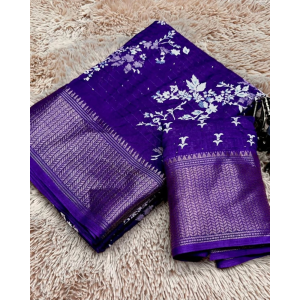 Dola Silk Designer Printed Croset Saree with Unstitched BP (Pack of 1)