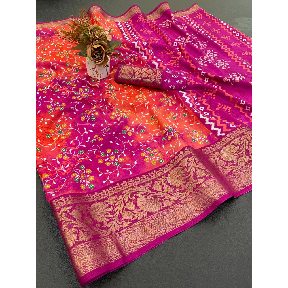 Dola Jacquard Designer Silk Saree with Unstitched BP (Pack of 1)