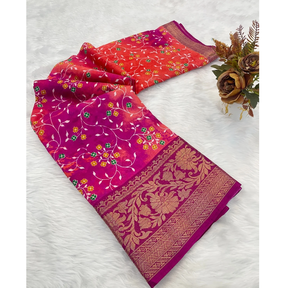 Dola Jacquard Designer Silk Saree with Unstitched BP (Pack of 1)