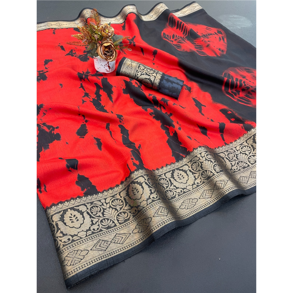 Designer Dola Silk Jacquard Border Saree with Unstitched BP (Pack of 1)