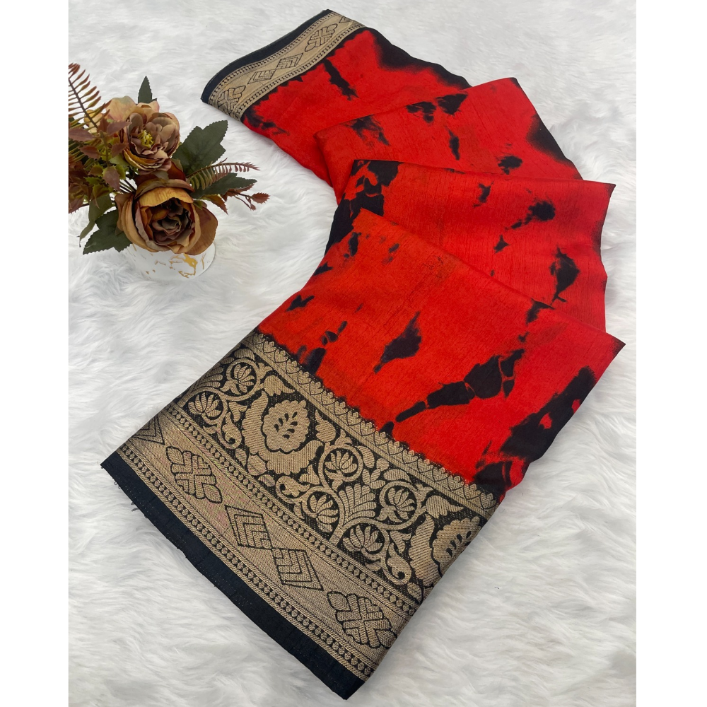 Designer Dola Silk Jacquard Border Saree with Unstitched BP (Pack of 1)