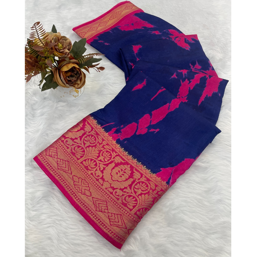 Designer Dola Silk Jacquard Border Saree with Unstitched BP (Pack of 1)