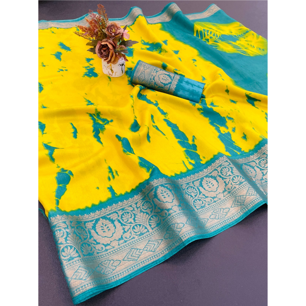 Designer Dola Silk Jacquard Border Saree with Unstitched BP (Pack of 1)