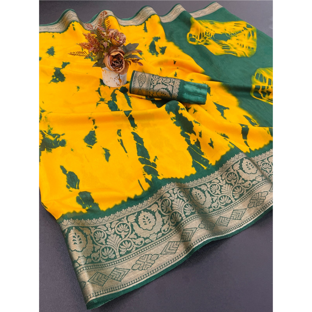 Designer Dola Silk Jacquard Border Saree with Unstitched BP (Pack of 1)