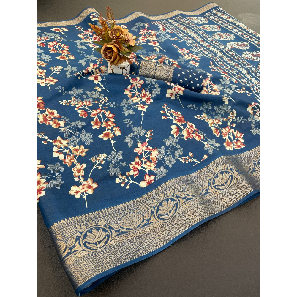 Premium Dola Silk Saree with Designer Pallu & Unstitched BP (Pack of 1)