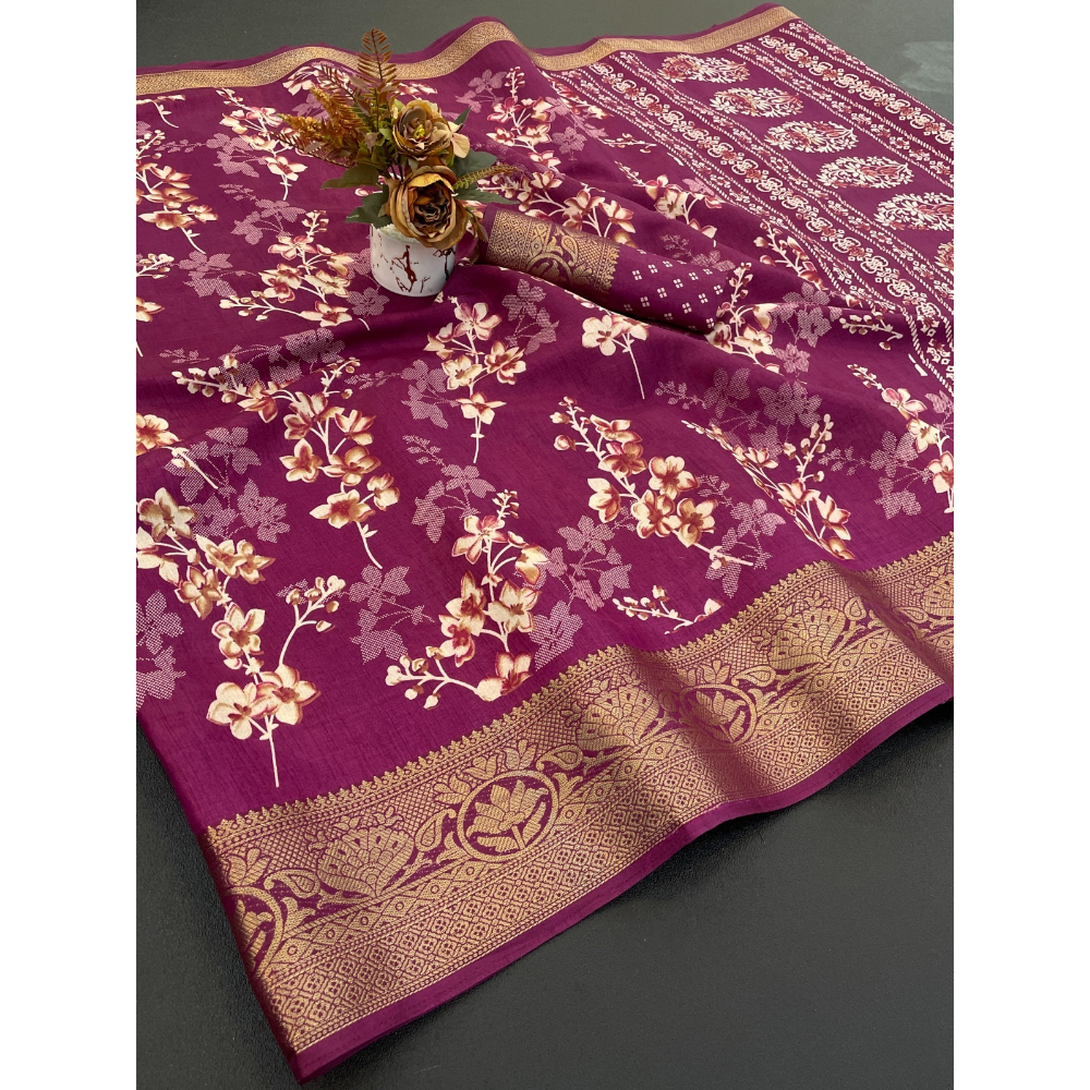 Premium Dola Silk Saree with Designer Pallu & Unstitched BP (Pack of 1)