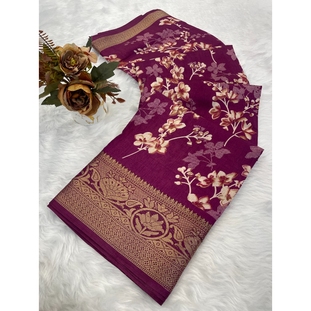 Premium Dola Silk Saree with Designer Pallu & Unstitched BP (Pack of 1)