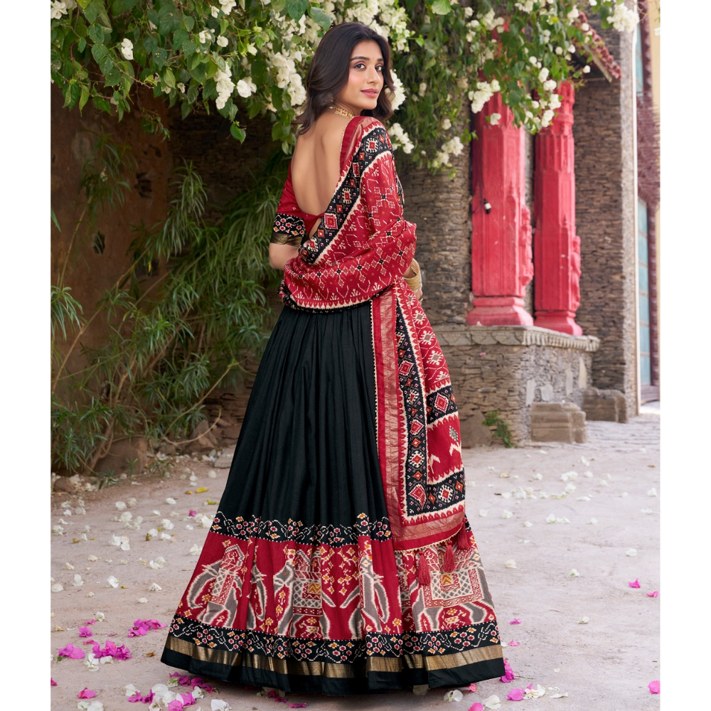 Tussar Silk Kalamkari Print Lehenga Choli with Dupatta Set for Women (Pack of 1)