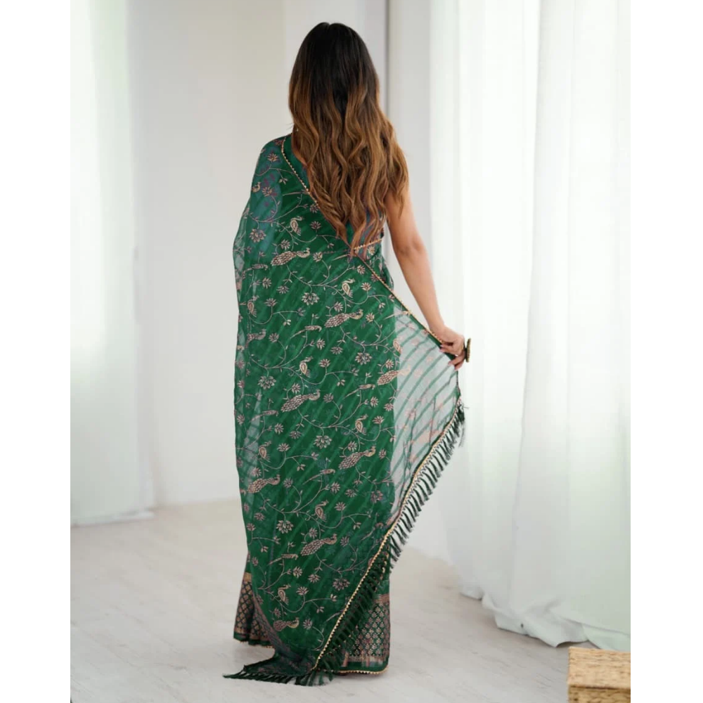 Women's Fancy Folish Print Georgette Saree with Unstitched BP (Pack of 1)