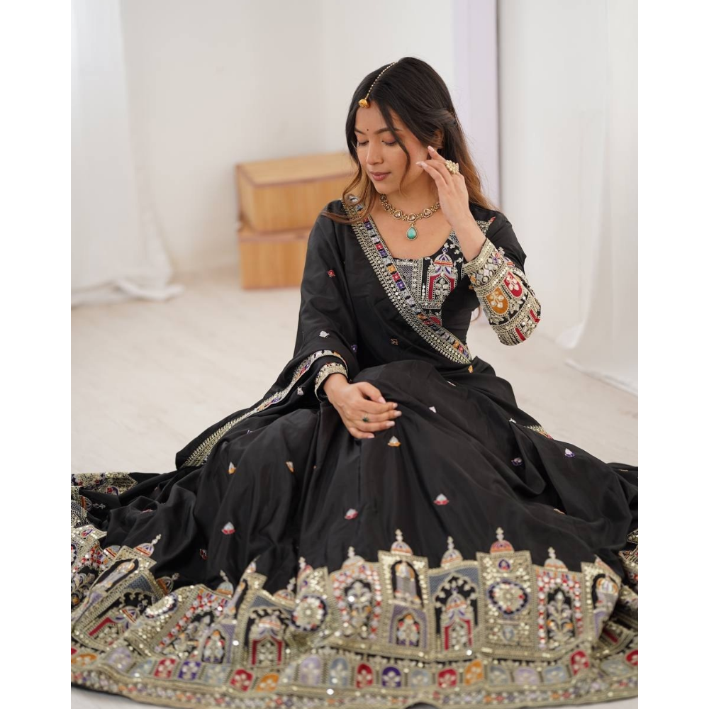 Women's Premium Embroidery Sequence Design Lehenga Choli with Dupatta Set (Pack of 1)