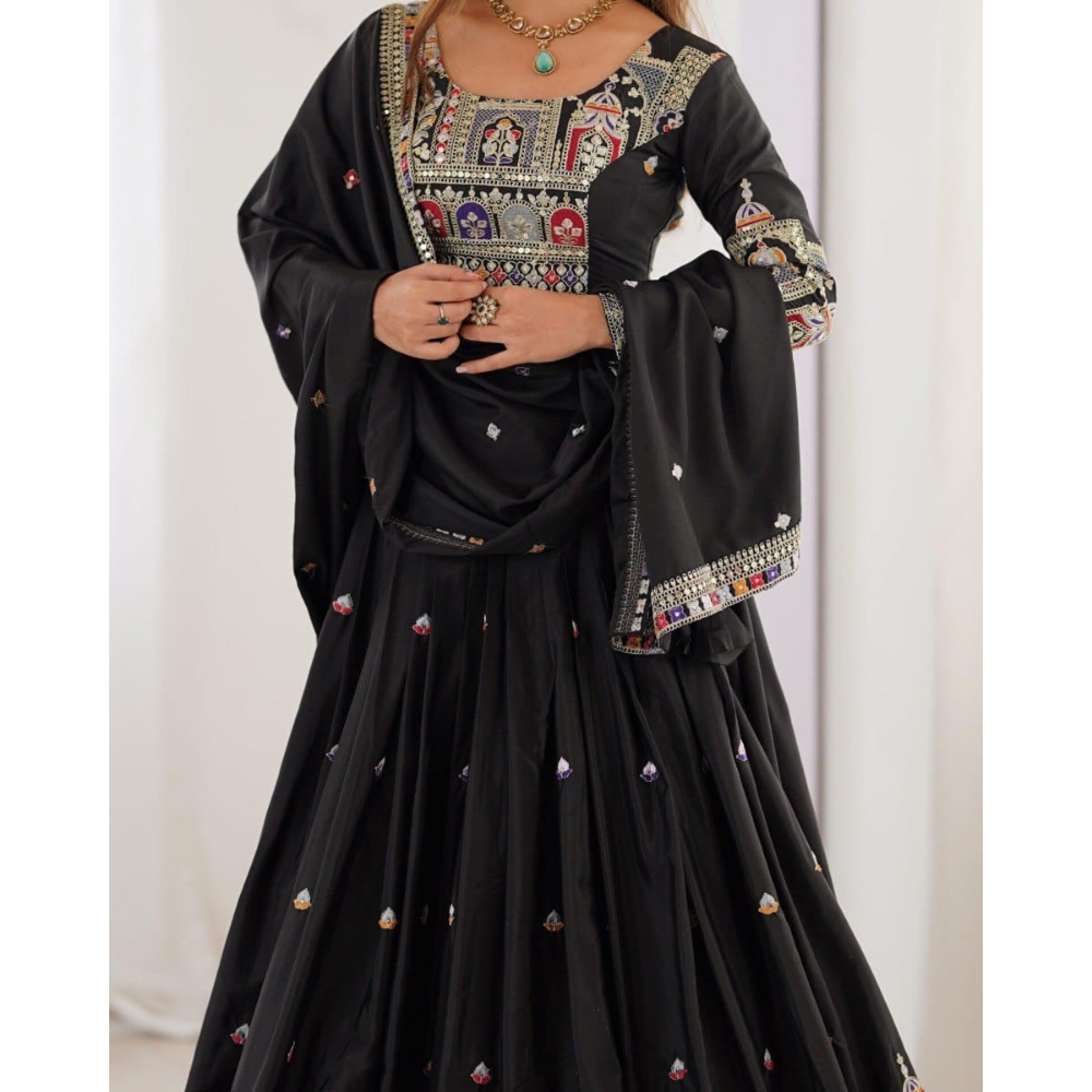 Women's Premium Embroidery Sequence Design Lehenga Choli with Dupatta Set (Pack of 1)