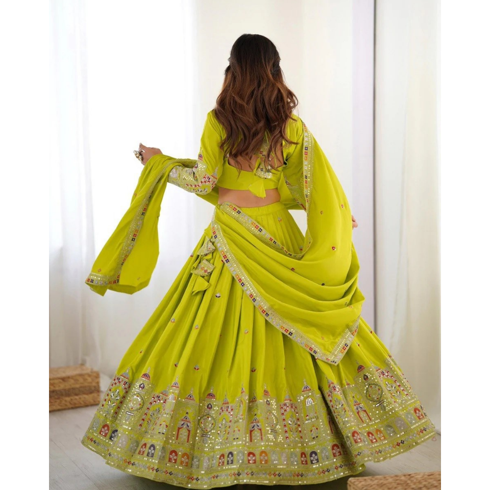 Women's Premium Embroidery Sequence Design Lehenga Choli with Dupatta Set (Pack of 1)