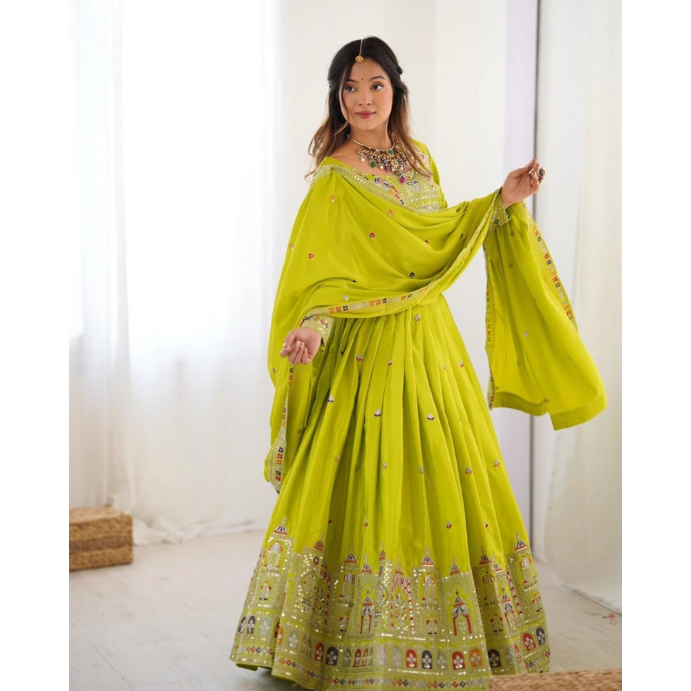 Women's Premium Embroidery Sequence Design Lehenga Choli with Dupatta Set (Pack of 1)