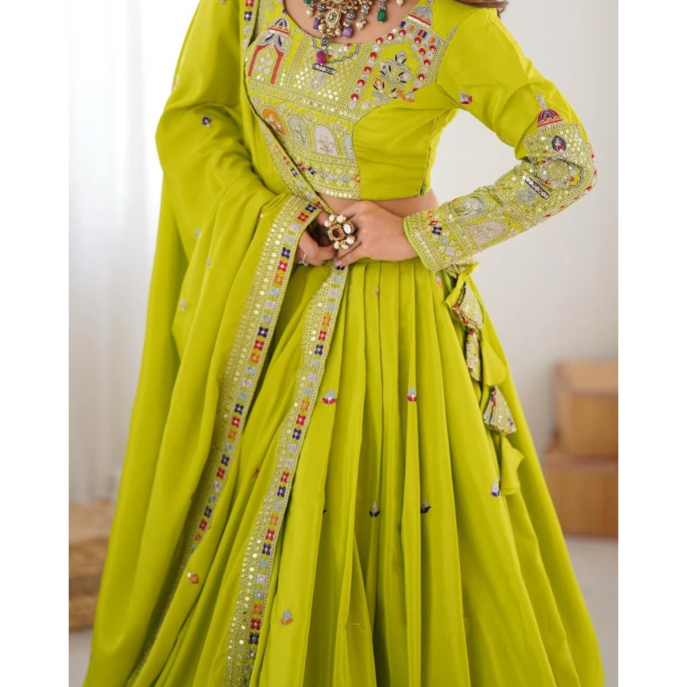 Women's Premium Embroidery Sequence Design Lehenga Choli with Dupatta Set (Pack of 1)