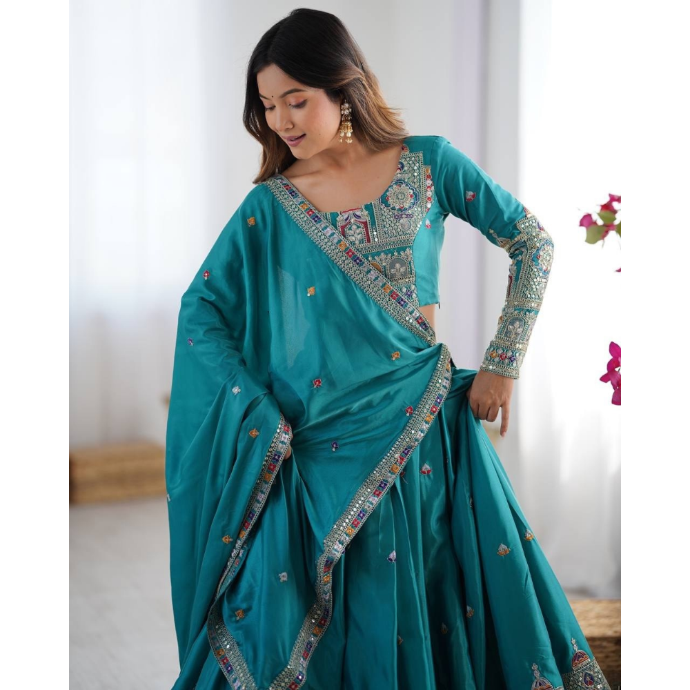 Women's Premium Embroidery Sequence Design Lehenga Choli with Dupatta Set (Pack of 1)