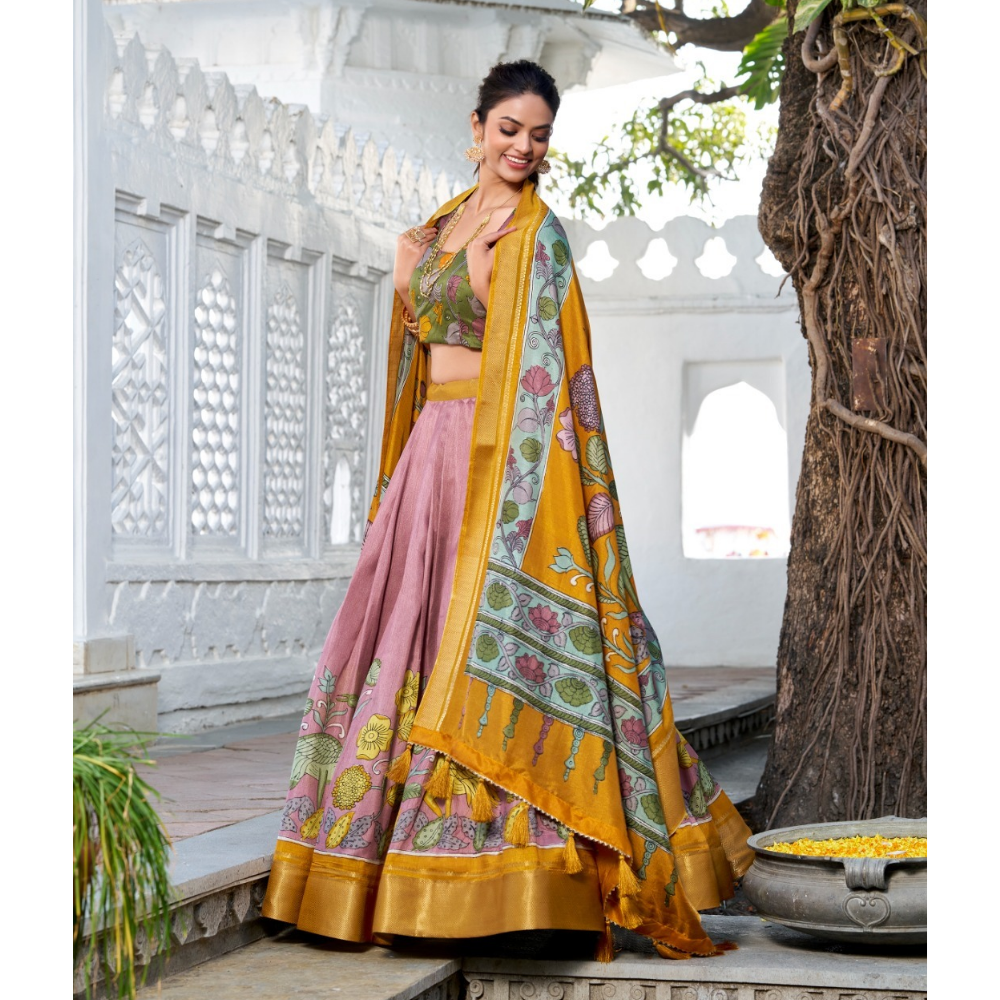 Tussar Silk Premium Lehenga Choli with Dupatta Set for Women (Pack of 1)