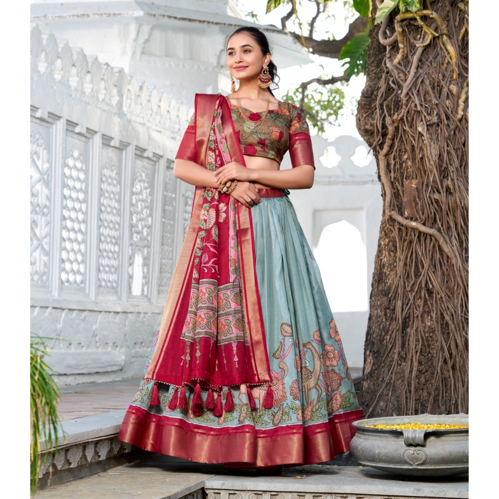 Tussar Silk Premium Lehenga Choli with Dupatta Set for Women (Pack of 1)