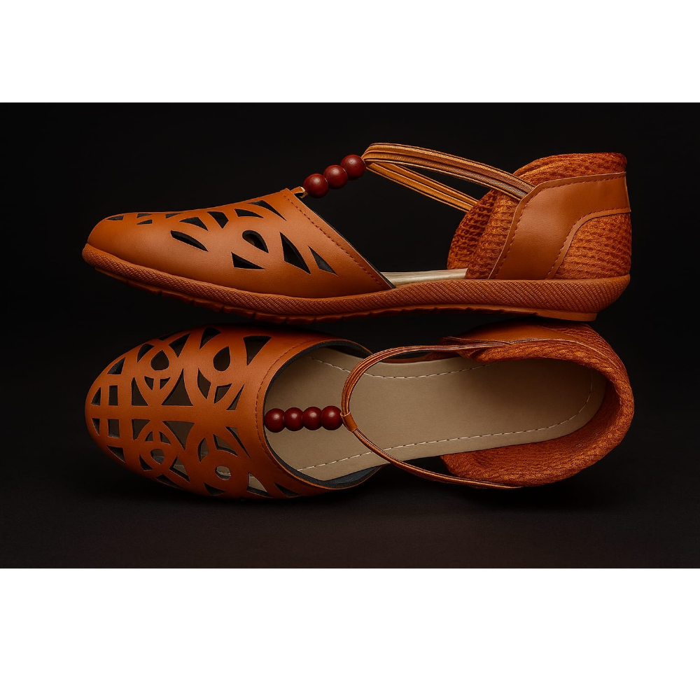 Women's Lightweight Stylish Semi-Leather Casual Flats (Pack of 1)