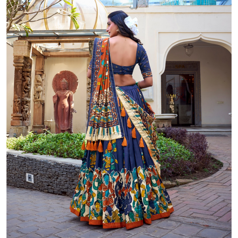 Women's Premium Tussar Silk Patola Print Lehenga Set (Pack of 1)