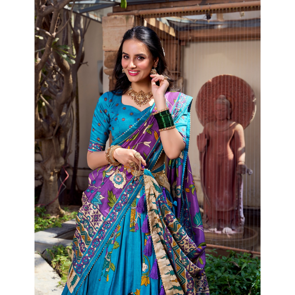Women's Premium Tussar Silk Patola Print Lehenga Set (Pack of 1)