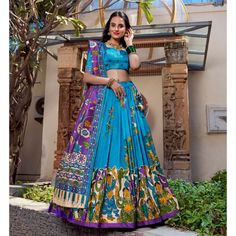 Women's Premium Tussar Silk Patola Print Lehenga Set (Pack of 1)