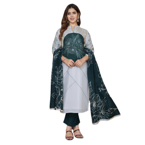 Tasser Grey Suits With Handwork In Pure Viscose Muslin Fabrics (Pack of 1)
