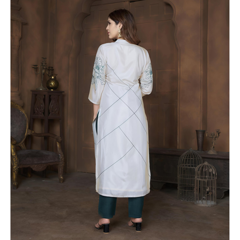 Tasser Grey Suits With Handwork In Pure Viscose Muslin Fabrics (Pack of 1)