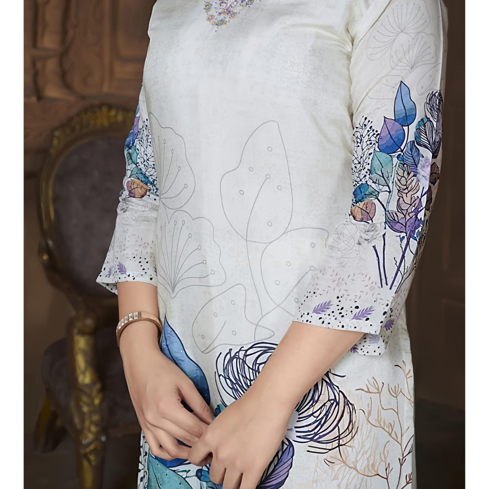 Cream Suits With Handwork In Pure Viscose Muslin Fabrics (Pack of 1)