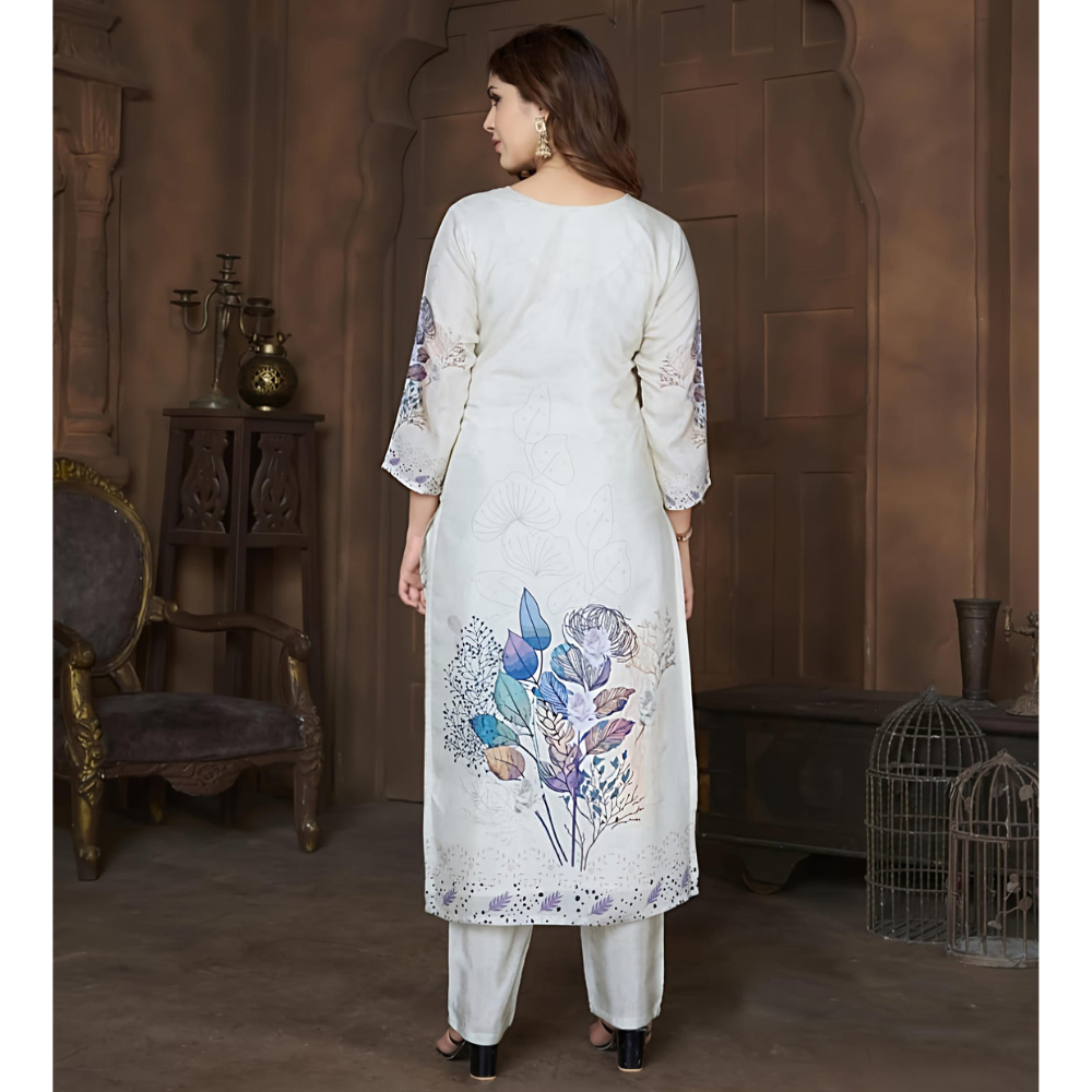 Cream Suits With Handwork In Pure Viscose Muslin Fabrics (Pack of 1)