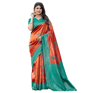 Women's Kanjivaram Silk Banarasi Zari Design Saree With Blouse Piece (Pack of 1)