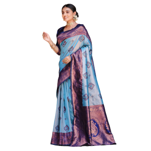 Women's Kanjivaram Silk Banarasi Zari Design Saree With Blouse Piece (Pack of 1)