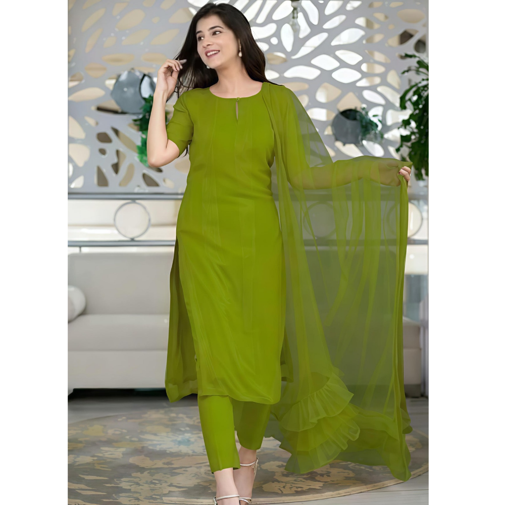 Women’s Sequence Embroidered Work Kurta with Trouser/Pant & Dupatta Set (Pack of 1)